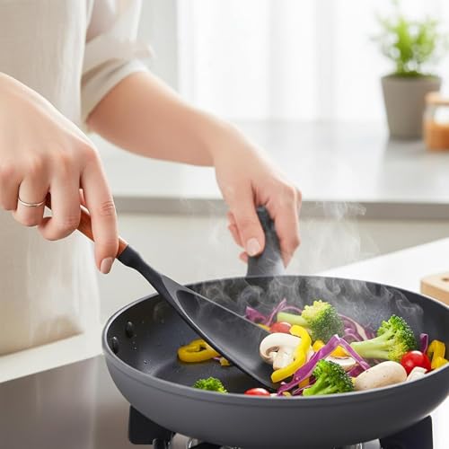 Spatulas Silicone Heat Resistant - Comfort Grip Utensil for Kitchen Cooking | Non Stick Silicone Spatula Spoon with Multi Purpose Usage, Home Apartment Restaurant Tool for Fish Vegetable Meat Burgers – Image 3