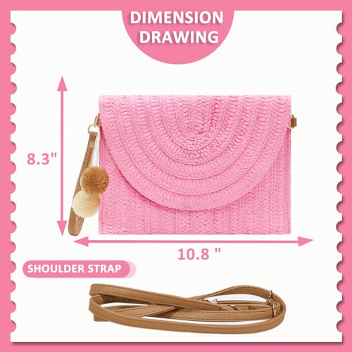 Crossbody Bags for Women, Straw Clutch Purses, Bohemian Handmade Woven Envelope Package2