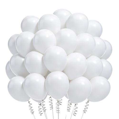 Luftballons Weiß 100 Stück Weiße Latex Ballons Heliumballon für Jungen Mädchen Geburtstags Partydeko Hochzeits Babyparty Festival Jahrestag Deko