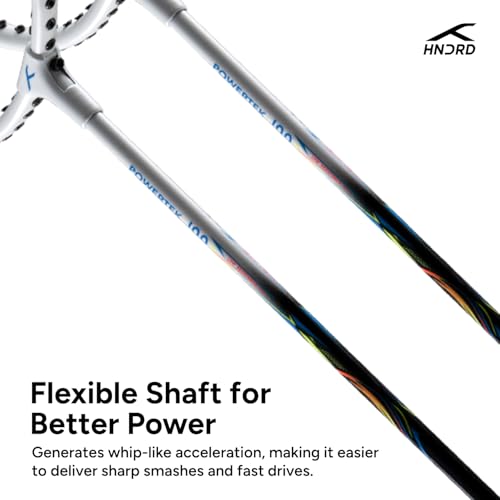 HUNDRED Powertek 100 (Set of 2) Badminton Racquet with Full Cover (White/Black, Size: Standard, Grip Size: G5) | Strung | Material: Aluminium | Maximum Tension: 16-18lbs | for Intermediate player - Image 3