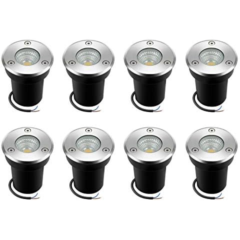 Junview 8Pack Landscape Lights LED Well Lights 6W 12V-24V Ground Lights IP67 Waterproof Low Voltage Landscape Lighting for Driveway, Deck, Step, Garden Outdoor Lighting (Warm White) Cover