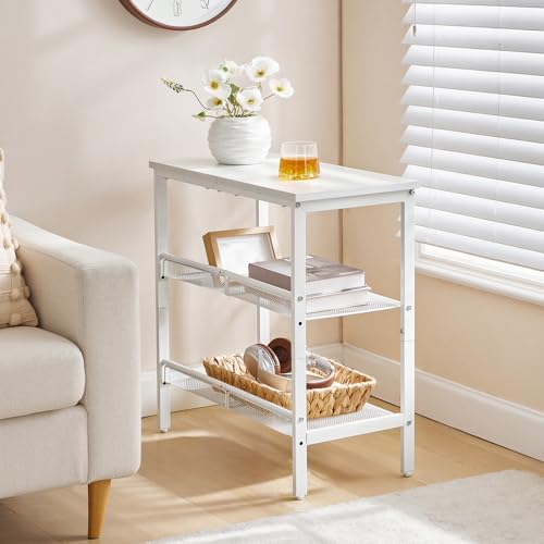 HOOBRO End Table, 3-Tier Narrow Side Table, Nightstand with 2 Flat or Slant Adjustable Shelves for Small Spaces, Hallway, Living Room, Bedroom, Sturdy, Easy Assembly, White WT23BZ01G1 by HOOBRO - Used condition - Image 5
