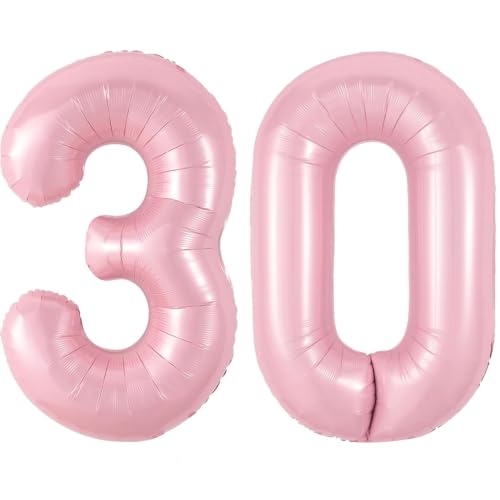 Image of Number Balloons Pink Party Balloon - Giant Number 30 Balloon, 40 Inch Large Balloon, Birthday Decorations for Women, Birthday Balloon for Anniversary Baby Shower Princess Party Decorations