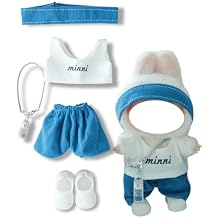Clothes for 17cm Doll, 5 pcs Set Dolls Outfits Luxury Shirt Pants Headset Shoes Bottle Accessories Fashion Stylish Adorable Dolls Clothes No Doll Minni White