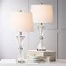 Lucas Modern Table Lamps Set of 2 with USB Charging Port Chrome and Glass Drum Shade for Living Room Family Bedroom Bedside