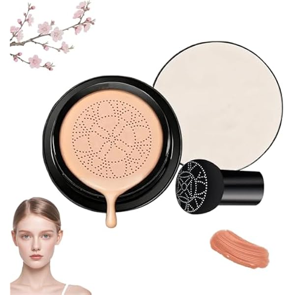 Luvie Glow korektor podkładu, krem CC Cushion Air w kształcie grzyba, pełne krycie podkładu dla naturalnego wykończenia, nawilża, rozjaśnia, wyrównuje odcień (ciemna skóra)
