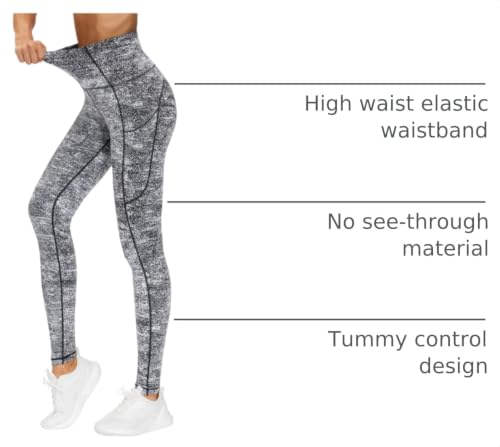 Image of THE GYM PEOPLE Thick High Waist Yoga Pants with Pockets, Tummy Control Workout Running Yoga Leggings for Women