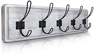 HBCY Creations Rustic Coat Rack - Wall Mounted Whitewash 24" Entryway Coat Hooks