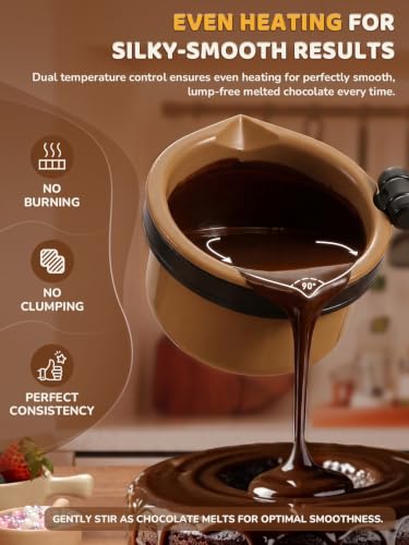 Image of LUSHYUM Electric Chocolate Melting Pot with 2 Insert Pots, 4-Cup Chocolate | Even Heating, Fast Melting, BPA-Free Silicone, Easy Clean, Less Waste, Ideal for Chocolate, Candy Melts, Parties, Fondue