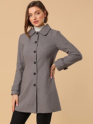 Allegra K Women's Peter Pan Collar Overcoat Single Breasted Pockets Winter Long Coat2