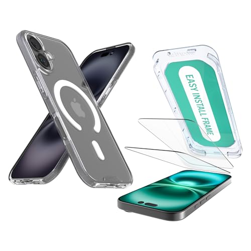 Image of Smartish iPhone 17 MagSafe Clear Case + Screen Protector - Magnetic Slim Case - Anti-Yellow Protective Thin Grip Cover + 2-Pack Tempered Glass Screen Protectors for Apple iPhone 17 - Clearly Clear
