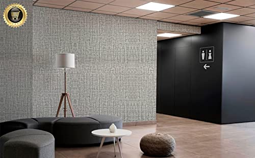 Image of Textured Linen Wallpaper for Walls Sticker Roll (10 Pcs) I 3D Foam Wallpaper for Full Wall, Furniture I Fabric, Waterproof, Large (Light Grey; 10 Pieces of 3 Meter x 0.7 Meter Each)