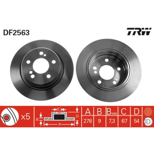 Jeu de disques de frein TRW DF2563 pour essieu avant de voiture