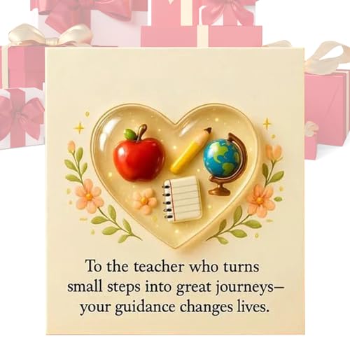 Generisch Recuerdo para profesores | Favor de corazón de fin de año – con tarjeta, regalo de fiesta para niñas y niñas, accesorios escolares de aula, graduación, Navidad, cumpleaños estudiantes