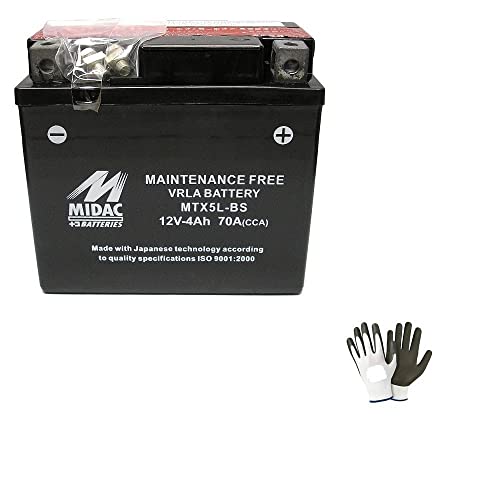 Compatible avec Peugeot Trekker 100 dal 1998 al 1998 Batterie MIDAC YTX5L-BS DÉJÀ PRÊTE À Charge SCELLÉE Batteries Actives 4 AH AMPÈRE 12 Volt...
