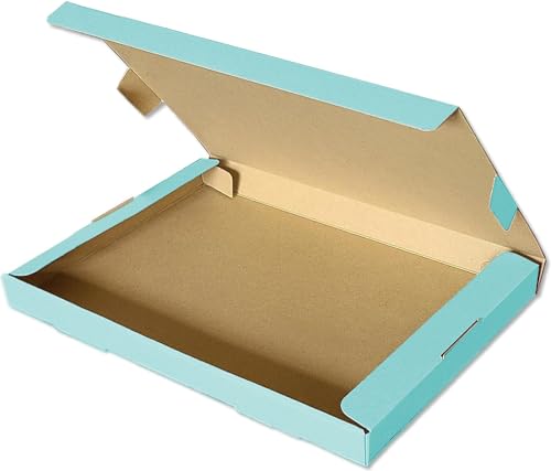 静和マテリアル ダンボール箱 浅型 A4 書類 60サイズ内（ネコポス メルカリ クリックポスト ゆうパケット 定形外郵便 ） 最大 3cm 発送箱 梱包資材 ライトブルー 5枚パック NKHD-LBL5 - 静和マテリアル - 商品画像