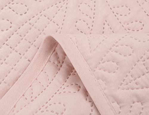 Image of Chezmoi Collection Austin 3-Piece Oversized Bedspread Coverlet Set (Queen, Blush)