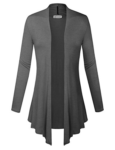 BIADANI Women Open Front Lightweight Cardigan Charcoal XXX-Large