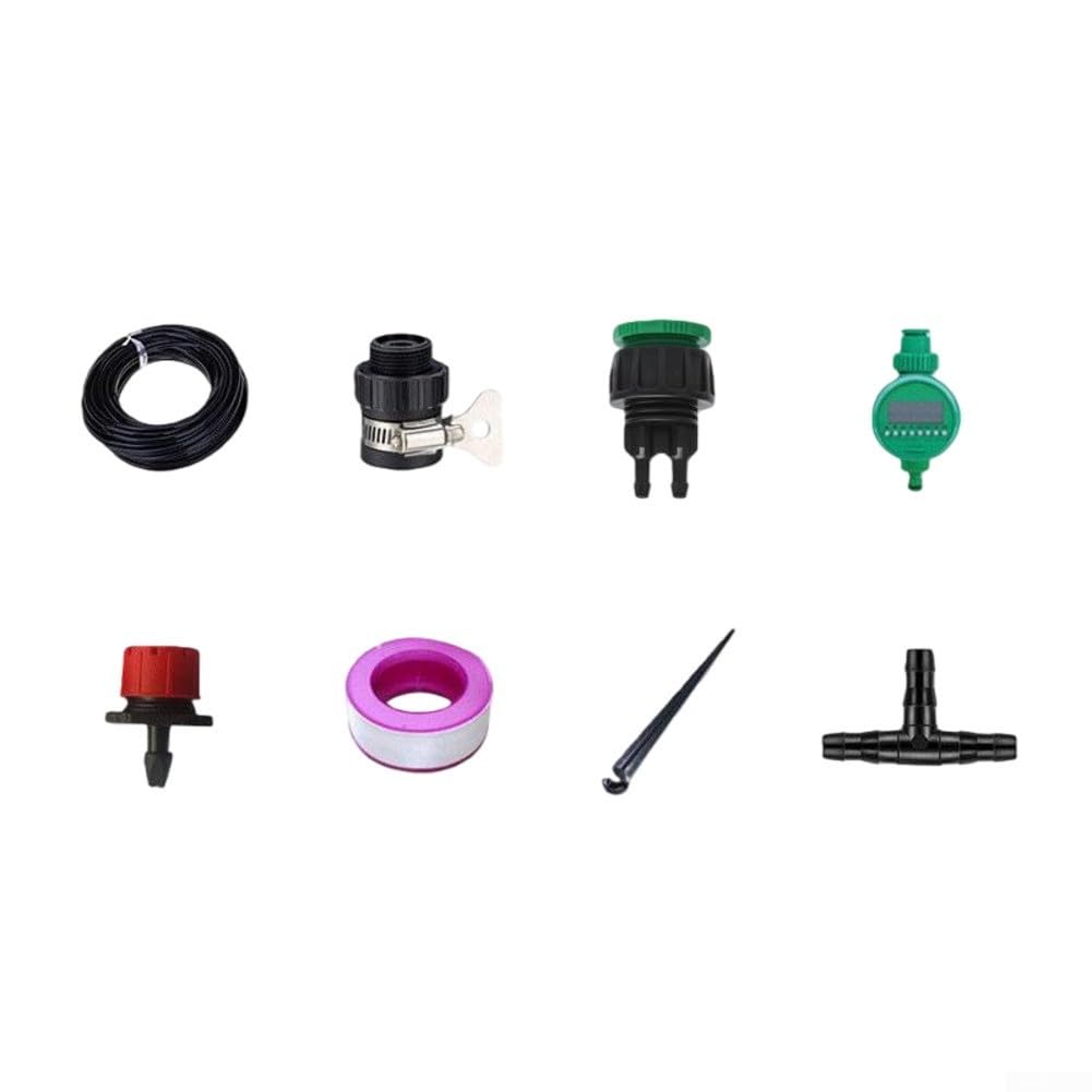 Sistema di irrigazione automatico da 25 m con timer dell'acqua, kit di irrigazione a goccia fai da te per piante da balcone, facile installazione, sistema di irrigazione completo per giardini (con