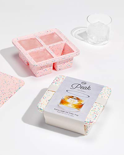 W&P WP KC-SP-2 Peak Extra Large Cube Silicone Ice Tray, BPA Free, Dishwasher Safe, Set of 2, Speckled Pink