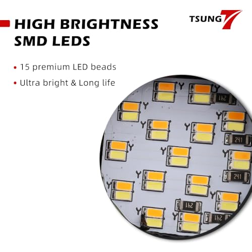 Image of TSUNG Universal Motorcycle SMD LED Turn Signals 12V Brake Tail Lights Running Lights for Cruiser Chopper Bobber Cafe Racer Street Bike (White&Amber Light-Black)