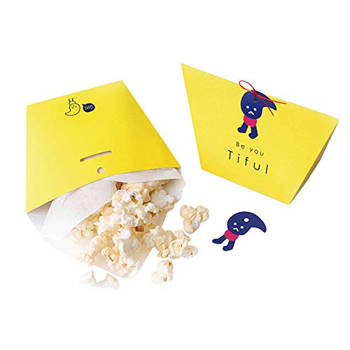 (moin moin) ラッピング ボックス 箱 袋 小さめ かわいい ドロップ アニマル リボン(紐)＆タグ付 幅7.3c(上部12cm)m×高さ7.3cm×マチ4.8cm 5枚セット (イエロー)