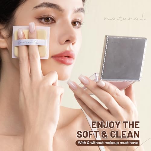 Image of Blotting Papers for Face with Mirror and Puff, 100 Count Rose Oil Blotting Sheets for Oily Skin, Portable Compact for Purse, Travel, and On-the-Go Touch-Ups