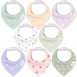 Pack de 8 Pañuelos Triangulares Bebé Niño, Niña - Baberos Bandana Unisex, Bandanas Bebé Súper Absorbentes, Baberos Bebé Algodón Orgánico, Bandanas Bebé para Bebés, Baberos Baba (Lunaris)