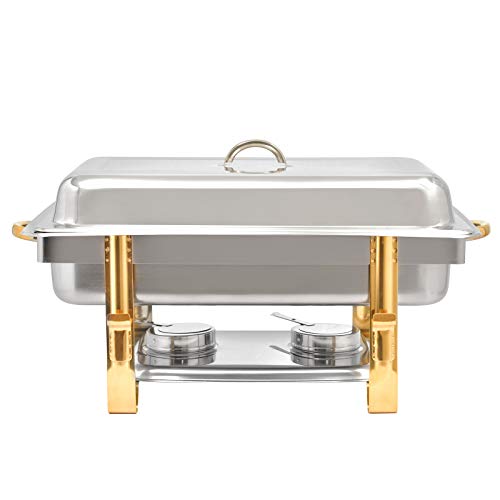 SanBouSi 9L Edelstahl Chafing Dish Speisenwärmer Warmhaltebehälter mit Brennpastenbehältern und Wasserbecken Rechteckig Wärmebehälter für Catering, Buffet und Party