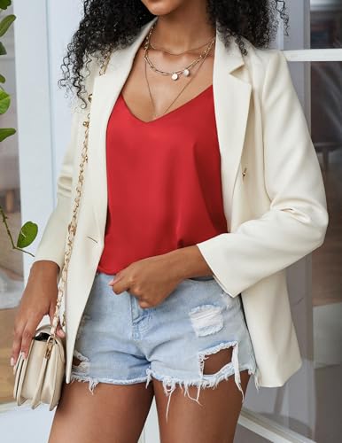 Image of Ekouaer Womens 2-Pack Silk Satin Camisole Tank Top V Neck Sexy Cross Back Spaghetti Strap Cami Sleeveless Lounge Tops S-XXL