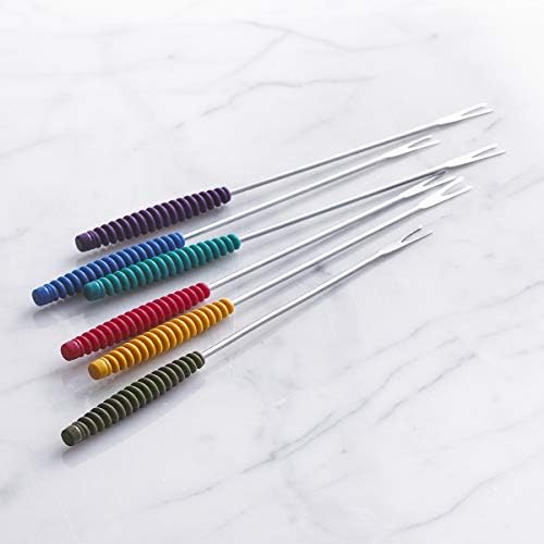 Trudeau 0823303 Meat Forks with Silicone Handles Fondue Set, Standard, Multicolored