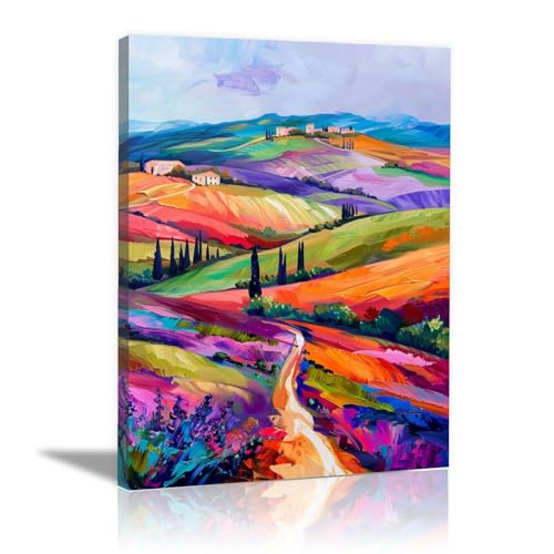 Peinture abstraite de paysage sur toile intissée 40x60cm encadrée pour salon