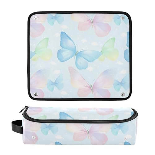 Bolsa de viaje para herramientas de cabello Butterfly Sky Blue para plancha, rizadora, secador y accesorios de estilizado. Organizador resistente al calor con diseño 2 en 1. miniatura 3