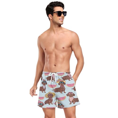 Dachshund Watermelon Men's Swim Trunks with Liner Quick Dry Beach Shorts Swimwear Bathing Suit S-XXL3