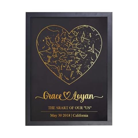 Custom Star Map with Dates & Place, Heart Star Map Anniversary Gifts for Him and Her, Custom Poster Special Occasion Star Chart Wall Art - Great Anniversary, Engagement, Wedding Romantic Gift Cover