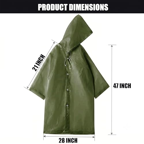 Image of Motopack EVA Waterproof Raincoat for Men & Women with Hood | Unisex Reusable Transparent Universal Rain Wear Lightweight Full Sleeve Poncho with Button Closure for Travel Camping & Hiking(Olive Green)