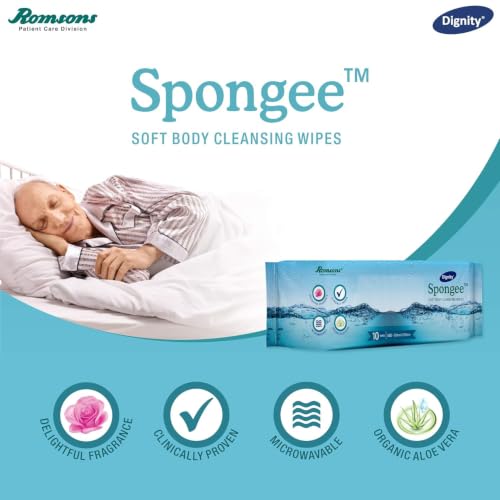 Image of Dignity Spongee Soft Body Cleansing Wet Wipes for Adult, 300x300 mm (Pack of 1) 10 Wipes