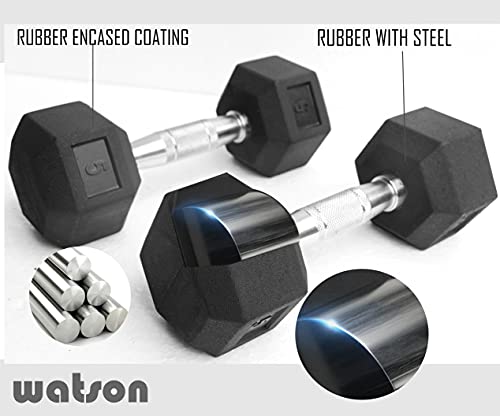 Image of Watson,dumbbell set, Rubber Coated Caste Iron Hex Dumbbell, Anti Slip Grip, 5kg Hexagonal Dumbbell Single Pc For Home Gym Professional Strength Training, Weight Lifting, Workout