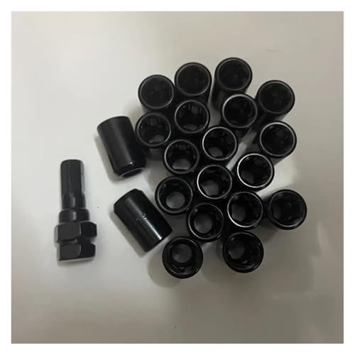 SHENGG Nakrętki do kół 3 cm M12x1,25, M12x1,5 Nakrętka z jednym kluczem Zestaw 20+1 nakrętek do kół(Black 3cm,M12x1.5)