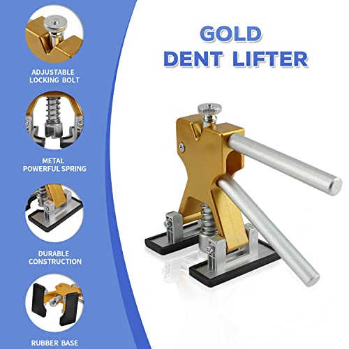 Roadgive 100Pcs Paintless Dent Repair Kit, Adjustable Dent Removal Kit Auto Body Dent Repair Tools With Gold Dent Lifter, Bridge Puller, T-Bar Suction Cup Puller For Auto Dent Removal #TOP4