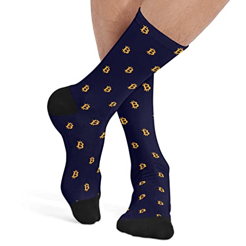 DZUAIKIT Mens Dress Socks Crew Socks Bitcoin Sign Print Man Gift Socks 15.75 Inch Stretch Sport Keep Warm Sock4