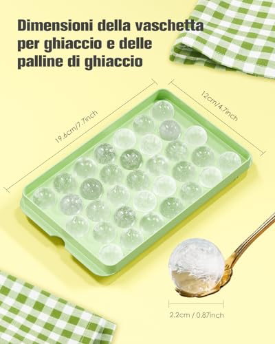 Set da 3 Vaschette per Cubetti di Ghiaccio con Coperchio e Contenitore, 99 Sfere di Ghiaccio Ronde da 2,2 cm, ghiaccio stampo Sferico senza BPA, per Succhi, Cocktail, Whisky, Caffè e Bevande - immagine 4