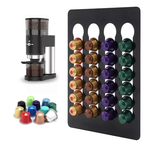 Soporte para Cápsulas Nespresso, Dispensadores Portacápsulas Café 24 Unidades, Dispensador Capsulas Nespresso de Acero Inoxidabl Dispensador de Cápsulas, Soporte de pared Compatible con Nespresso