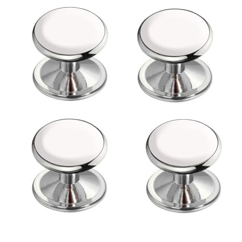 VAMA Fashions Silver White Cufflinks Tuxedo Blazer Suit Kurta Buttons Cuff Links Shirt Studs for Men, Length=11 mm, Width=10 mm, Heigth=10mm, Stainless Steel, No Gemstone