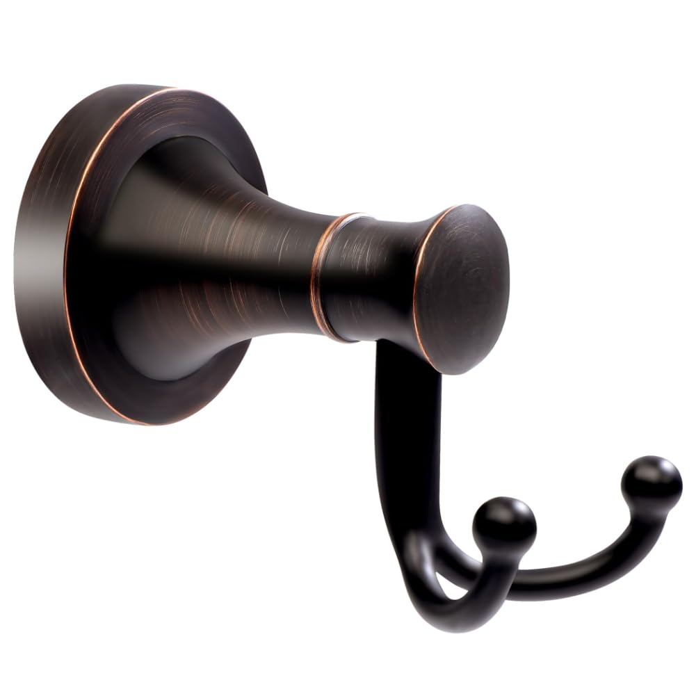 GIWFBQTR Bronze Towel Hooks, Bathroom Robe Hook Oil Rubbed, Heavy Duty Double Towel Hooks Bath Farmhouse Coat Clothes Hook