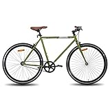 HILAND Hybrid Bike Retro 700C Rennrad 28 Zoll Fixie Bike für Damen und Herren Singlespeed Fahrrad Dunkelgrün Jungen