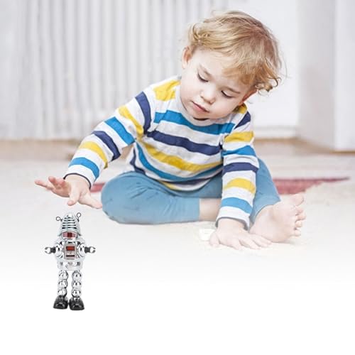 Andando robô Brinquedo Estanho Metal à Prova de Choque Artesanato Fino Adulto Relógio Brinquedo Aniv