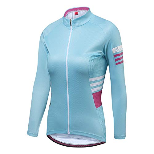 Santic Cycling Jersey Women's Long Sleeve Tops Bike Shirts Bicycle Jacket with Pockets