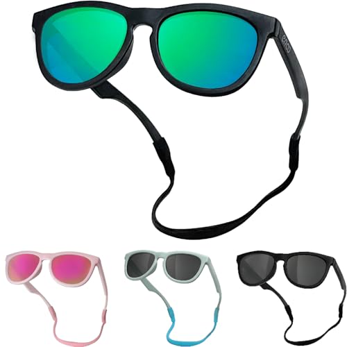 Image of ER00 Flexible Polarized Baby Sunglasses with Strap for Infant Newborns Girl Boy 6-12 Months CPC Certified UV Protection D718