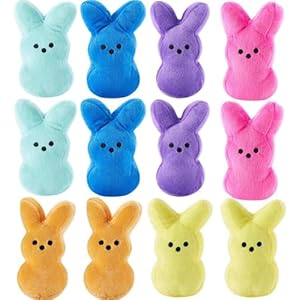 6 inches Easter Bunny Plush Toys Decorations Cute Animal Bunny Stuffed Doll Easter Basket Stuffers Gift for Kids 12Pcs